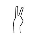 PEACE SIGN. VICTORY sign. Hand gesture The V symbol of peace. Korean finger symbol for victory. Vector Royalty Free Stock Photo