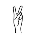 Peace sign. Victory sign. Hand gesture The V symbol of peace. Korean finger symbol for victory. Vector Royalty Free Stock Photo