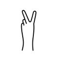 PEACE SIGN. VICTORY sign. Hand gesture The V symbol of peace. Korean finger symbol for victory. Vector Royalty Free Stock Photo