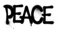 Peace sprayed graffiti word in black on white