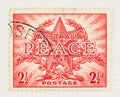 Peace and Star on Red 1946 Australia Stamp