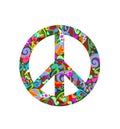 Peace symbol with abstract colorful patternisolated on the white background Royalty Free Stock Photo