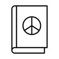 Peace symbol in book line style icon