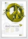 Peace Symbol breaking to pieces vector 3d realistic illustration