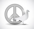 Peace symbol and dove illustration design