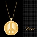 Peace Symbol Gold Pendant Necklace and Jewelry Chain