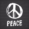 Peace symbol, hand drawn grunge Hippie or pacifist sign, vector illustration isolated on white background Royalty Free Stock Photo