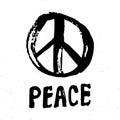 Peace symbol, hand drawn grunge Hippie or pacifist sign, vector illustration isolated on white background Royalty Free Stock Photo