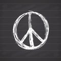 Peace symbol, hand drawn grunge Hippie or pacifist sign, vector illustration on white background