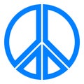 Peace symbol icon - blue simple, segmented outlined shapes, isolated - vector