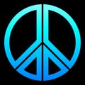 Peace symbol icon - cyan blue simple gradient, cold light, segmented outlined shapes, isolated - vector