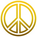 Peace symbol icon - golden simple outlined gradient, isolated - vector