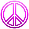 Peace symbol icon - purple simple outlined gradient, isolated - vector