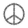 Peace symbol motorcycle chain sketch vector