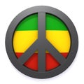 Peace symbol and rastafarian colors 3d illustration