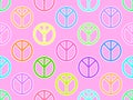 Peace symbol seamless pattern. Multicolored peace symbols on a pink background. Peace mark design for print, wallpaper, wrapping