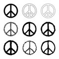 Peace symbol vector set Royalty Free Stock Photo