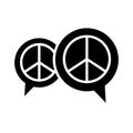 Peace symbols in speech bubbles silhouette style icon
