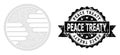 Textured Peace Treaty Ribbon Seal and Mesh 2D Hands Circle