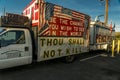 Peace Truck says thou shall not Kill California/Arizona Border Interstate 40