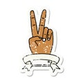 peace two finger hand gesture with banner illustration Royalty Free Stock Photo