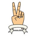 peace two finger hand gesture with banner illustration Royalty Free Stock Photo