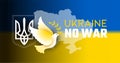 Peace for Ukraine, stop war concept. Ukraine background with dove of peace, Ukraine coat of arms and Ukraine map and flag - vector Royalty Free Stock Photo