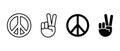 Peace vector symbol different thicknesses. Victory or peace hand icon. International sign of the pacifist movement