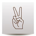 Peace or victory hand gesture line vector icon Royalty Free Stock Photo