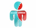 Peace Vs Stress Person Torn