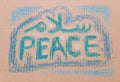 Peace, written in Arabic and English with artistic shapes Royalty Free Stock Photo