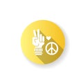 Peace yellow flat design long shadow glyph icon