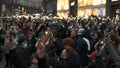 Peaceful protesters with smartphone flashlight march rally in defense of Navalny