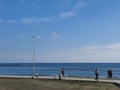 Peaceful afternoon by the sea at Oroklini Beach in Larnaca district of Cyprus Island