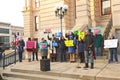 Peaceful anti-disaster-declaration protesters in Lafayette, Indiana Royalty Free Stock Photo