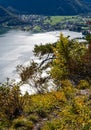 Autumn Alps mountain Traunsee lake view , Ebensee, Upper Austria Royalty Free Stock Photo