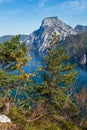 Autumn Alps mountain Traunsee lake view , Ebensee, Upper Austria Royalty Free Stock Photo