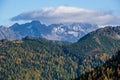 Peaceful autumn Alps mountain view. Reiteralm, Steiermark, Austria Royalty Free Stock Photo