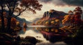 A Peaceful Autumn Landscape Full of Quiet Beauty Chiaroscuro AI Generative Royalty Free Stock Photo