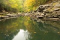 Peaceful Autumn scene or Roaring Brook in Nay Aug park Scranton PA. USA Royalty Free Stock Photo