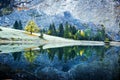 Peaceful autumn view on Obersee lake in Swiss Alps