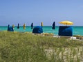 Peaceful Beach Cabanas Royalty Free Stock Photo