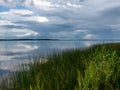 Peaceful beach dunegrass and storm clouds