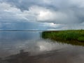 Peaceful beach dunegrass and storm clouds