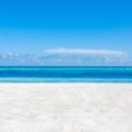 Peaceful beach scenery, square format. Sea sand sky concept, beach view with blue sea. Royalty Free Stock Photo