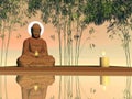 Peaceful buddha meditating - 3D render