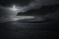 A peaceful and calm dark beach