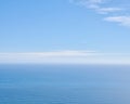 Peaceful, calm and soft ocean view with empty sea, blue sky copy space and background in summer. Serene aerial landscape