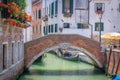 Peaceful Canal scenary in romantic Venice at springtime, Italy