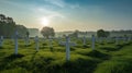 Peaceful Cemetery at Sunrise Royalty Free Stock Photo